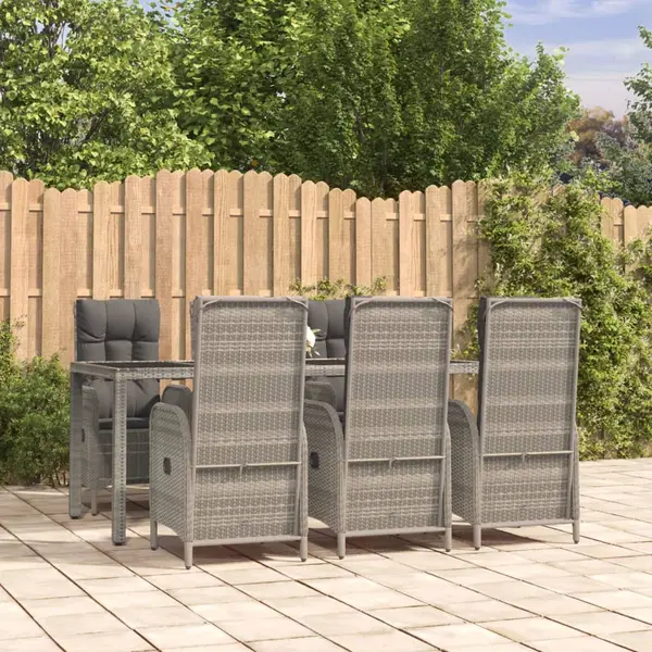 Gossi set mobilier de gradina cu perne, 7 piese, gri, poliratan