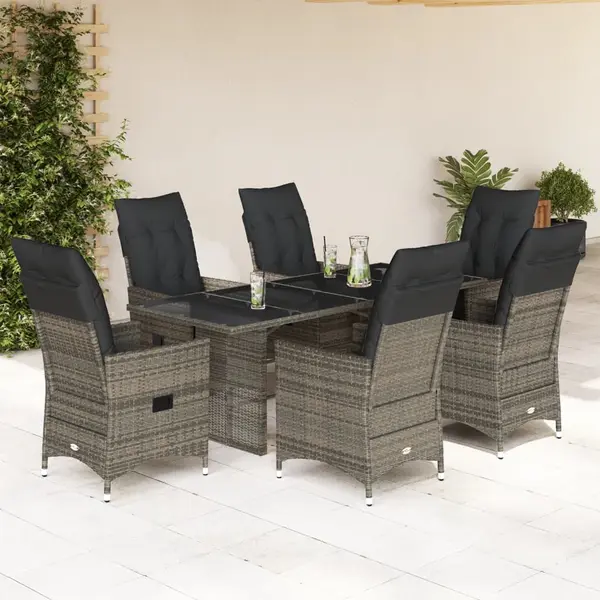 Gossi set mobilier de gradina cu perne, 7 piese, gri, poliratan