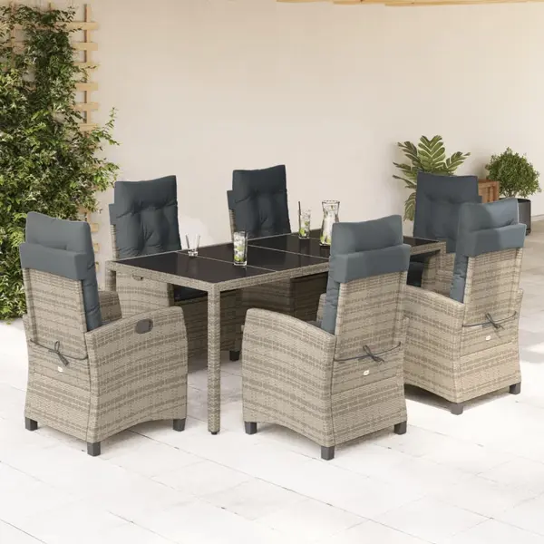 Gossi set mobilier de gradina cu perne, 7 piese, gri, poliratan