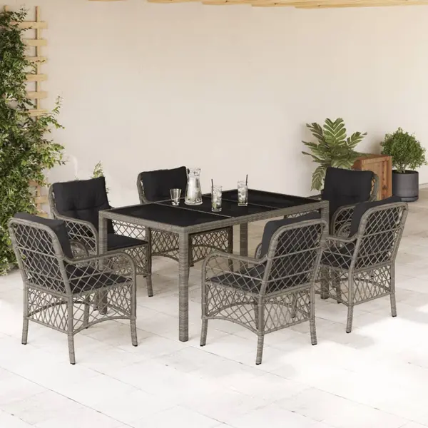 Gossi set mobilier de gradina cu perne, 7 piese, gri, poliratan