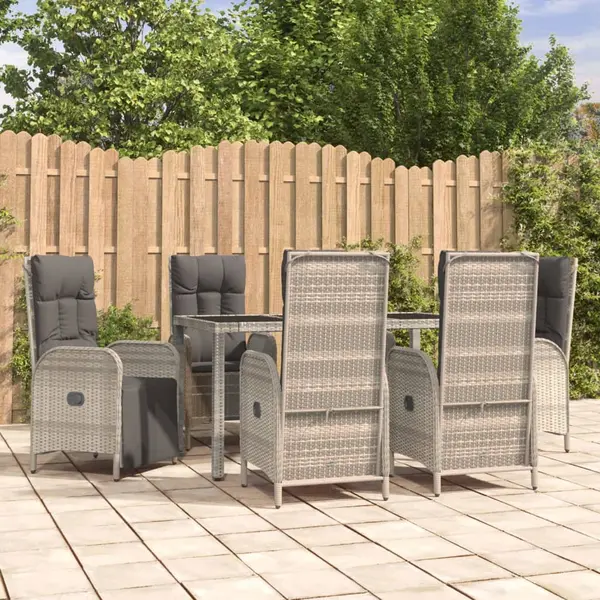 Gossi set mobilier de gradina cu perne, 7 piese, gri, poliratan