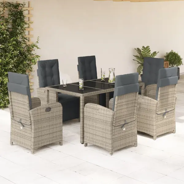Gossi set mobilier de gradina cu perne, 7 piese, gri, poliratan