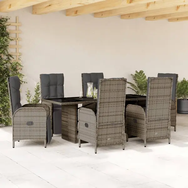 Gossi set mobilier de gradina cu perne, 7 piese, gri, poliratan