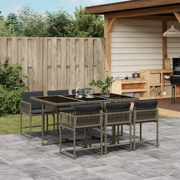 Gossi set mobilier de gradina cu perne, 7 piese, gri, poliratan