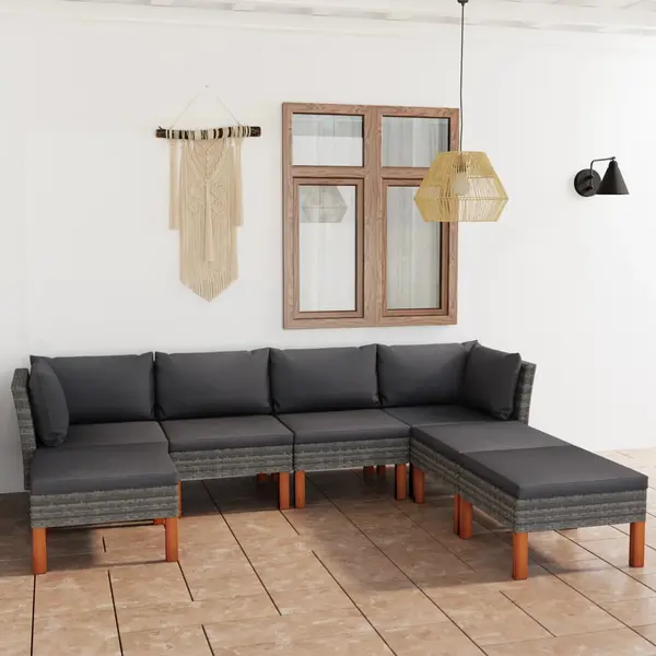 Gossi set mobilier de gradina cu perne, 7 piese, gri, poliratan
