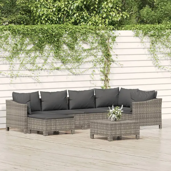 Gossi set mobilier de gradina cu perne, 7 piese, gri, poliratan