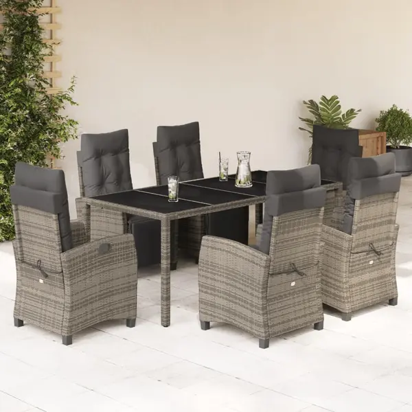 Gossi set mobilier de gradina cu perne, 7 piese, gri, poliratan