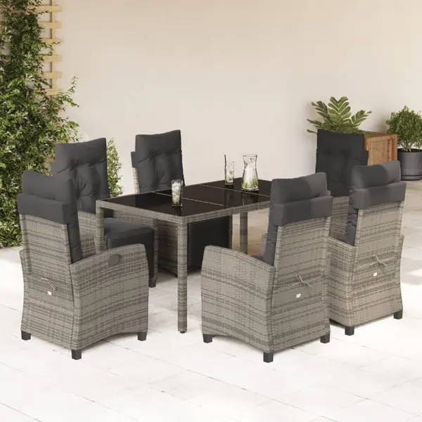 Gossi set mobilier de gradina cu perne, 7 piese, gri, poliratan