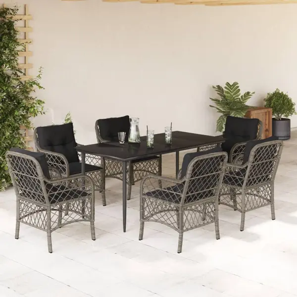 Gossi set mobilier de gradina cu perne, 7 piese, gri, poliratan