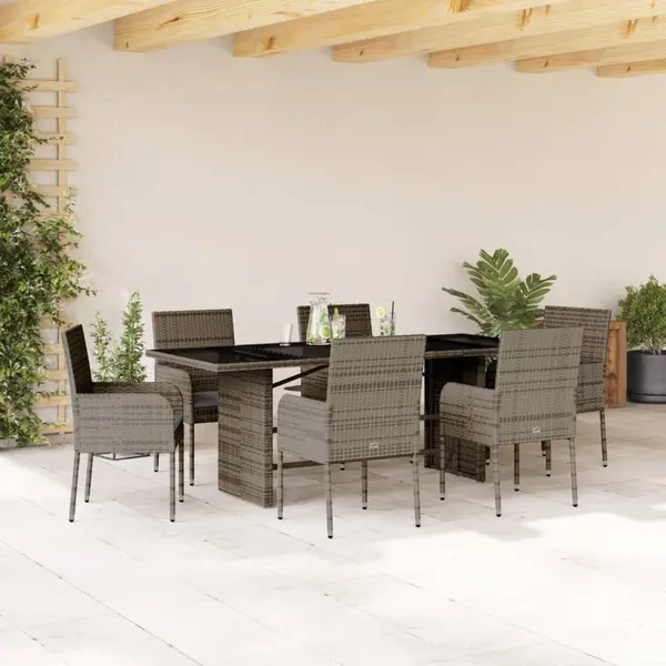 Gossi set mobilier de gradina cu perne, 7 piese, gri, poliratan