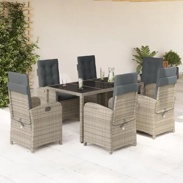 Gossi set mobilier de gradina cu perne, 7 piese, gri, poliratan