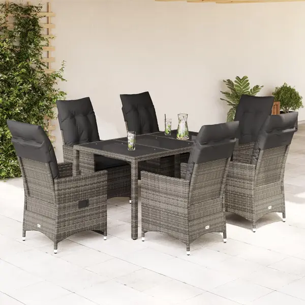 Gossi set mobilier de gradina cu perne, 7 piese, gri, poliratan