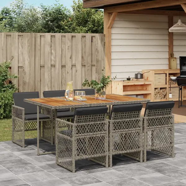 Gossi set mobilier de gradina cu perne, 7 piese, gri, poliratan