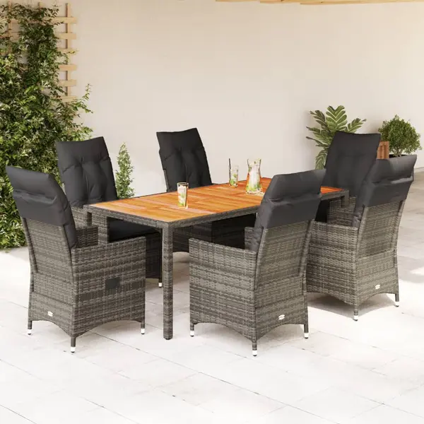 Gossi set mobilier de gradina cu perne, 7 piese, gri, poliratan