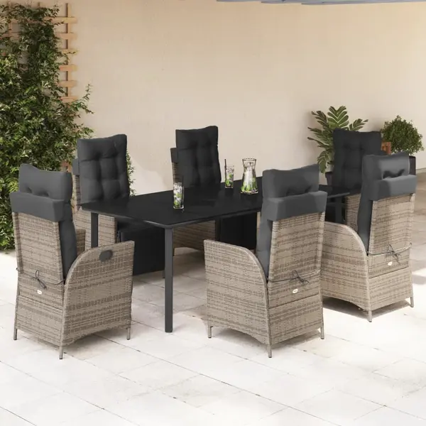 Gossi set mobilier de gradina cu perne, 7 piese, gri, poliratan