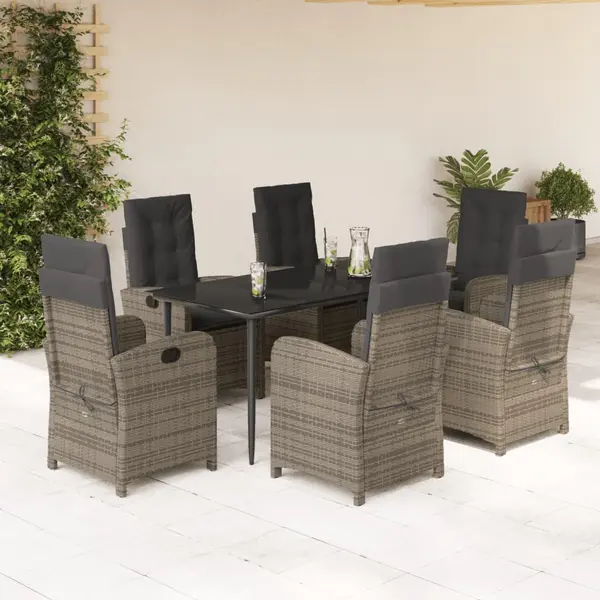 Gossi set mobilier de gradina cu perne, 7 piese, gri, poliratan