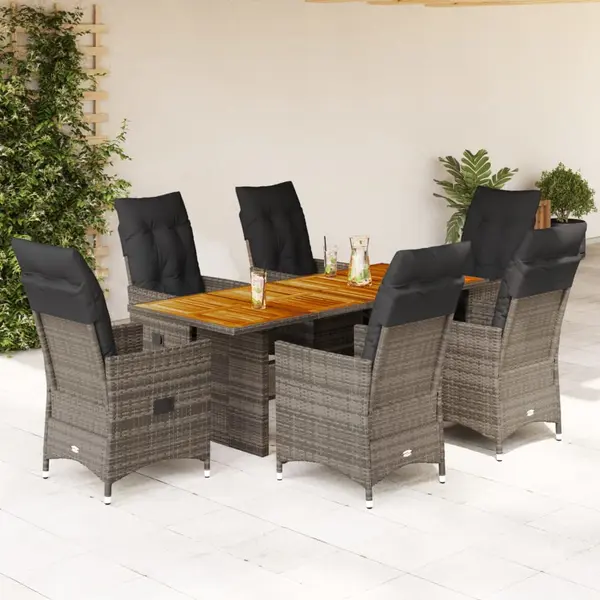 Gossi set mobilier de gradina cu perne, 7 piese, gri, poliratan