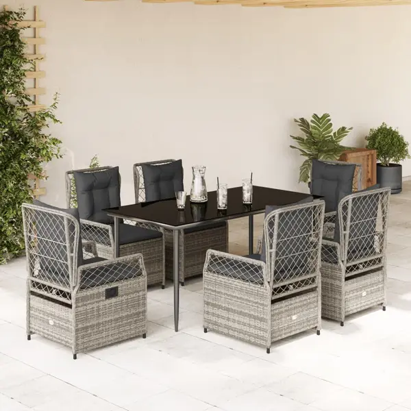 Gossi set mobilier de gradina cu perne, 7 piese, gri, poliratan
