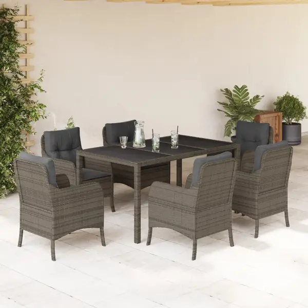 Gossi set mobilier de gradina cu perne, 7 piese, gri, poliratan