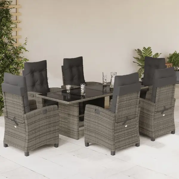 Gossi set mobilier de gradina cu perne, 7 piese, gri, poliratan