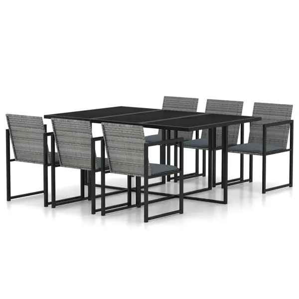 Gossi set mobilier de gradina cu perne, 7 piese, gri, poliratan