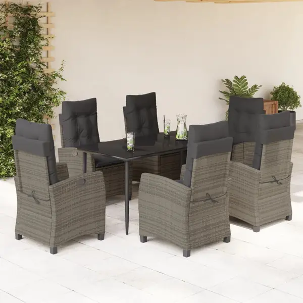 Gossi set mobilier de gradina cu perne, 7 piese, gri, poliratan