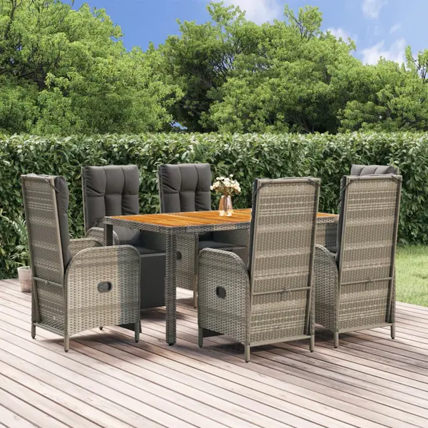 Gossi set mobilier de gradina cu perne, 7 piese, gri, poliratan