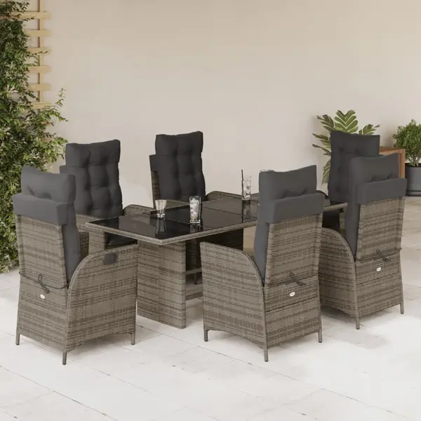 Gossi set mobilier de gradina cu perne, 7 piese, gri, poliratan