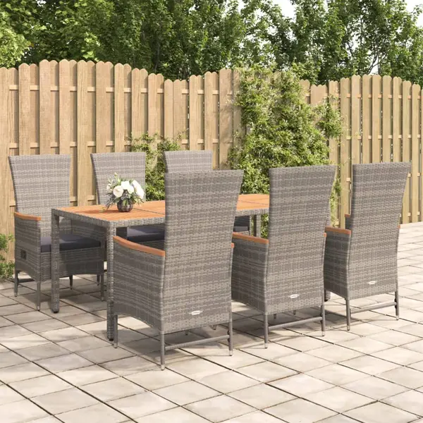 Gossi set mobilier de gradina cu perne, 7 piese, gri, poliratan