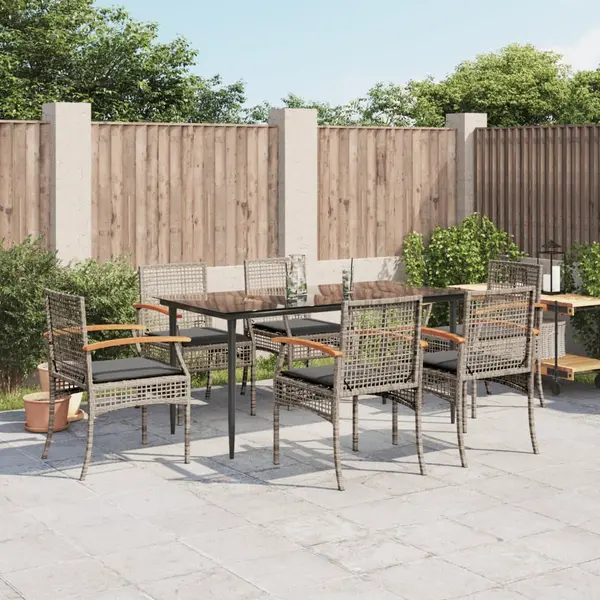 Gossi set mobilier de gradina cu perne, 7 piese, gri, poliratan