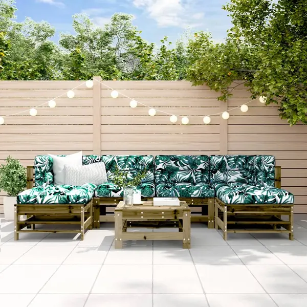 Gossi set mobilier de gradina cu perne, 7 piese, lemn de pin tratat