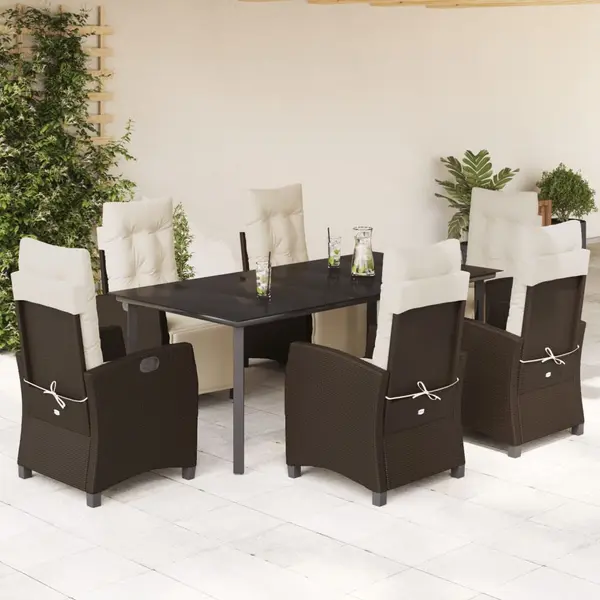 Gossi set mobilier de gradina cu perne, 7 piese, maro, poliratan