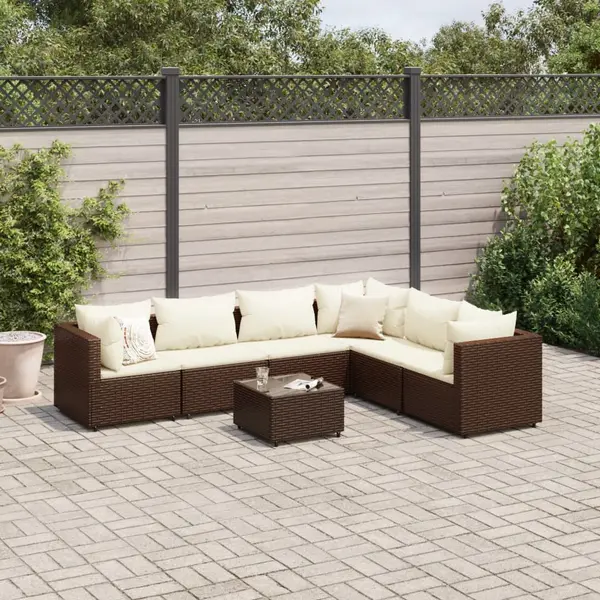 Gossi set mobilier de gradina cu perne, 7 piese, maro, poliratan