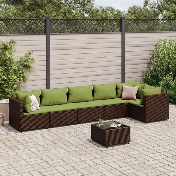 Gossi set mobilier de gradina cu perne, 7 piese, maro, poliratan
