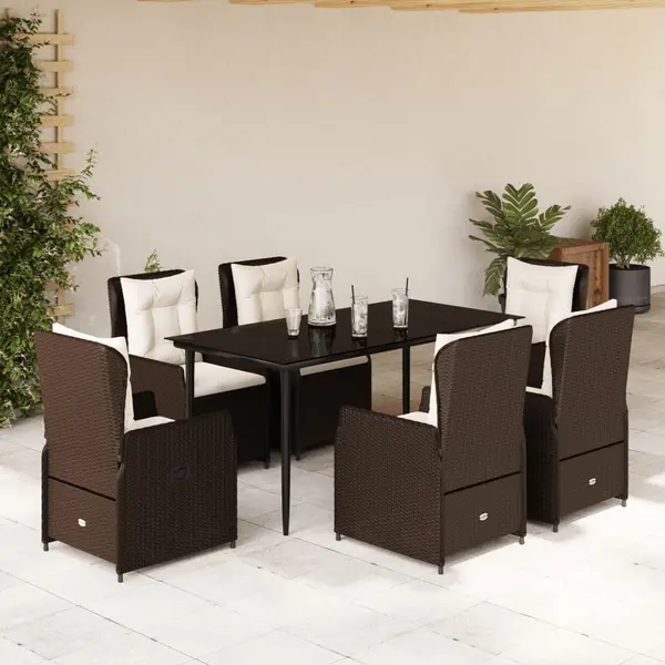 Gossi set mobilier de gradina cu perne, 7 piese, maro, poliratan