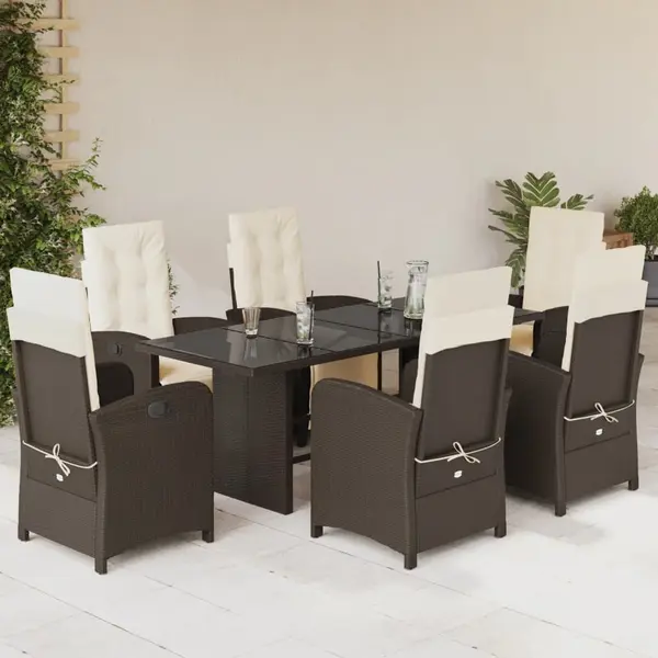 Gossi set mobilier de gradina cu perne, 7 piese, maro, poliratan