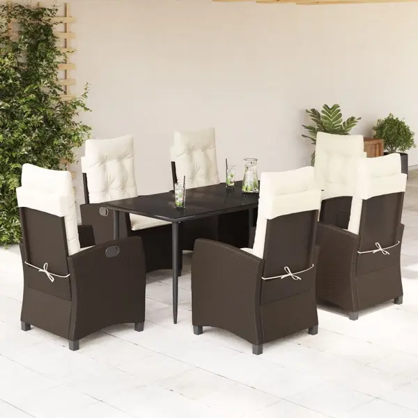 Gossi set mobilier de gradina cu perne, 7 piese, maro, poliratan