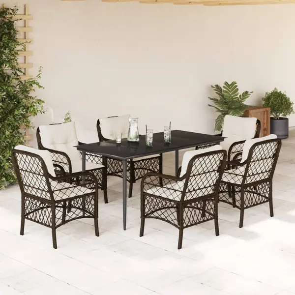 Gossi set mobilier de gradina cu perne, 7 piese, maro, poliratan