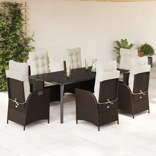 Gossi set mobilier de gradina cu perne, 7 piese, maro, poliratan