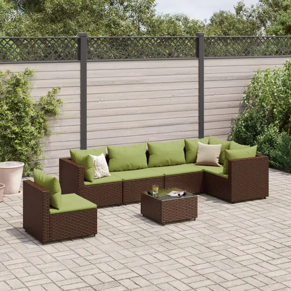 Gossi set mobilier de gradina cu perne, 7 piese, maro, poliratan
