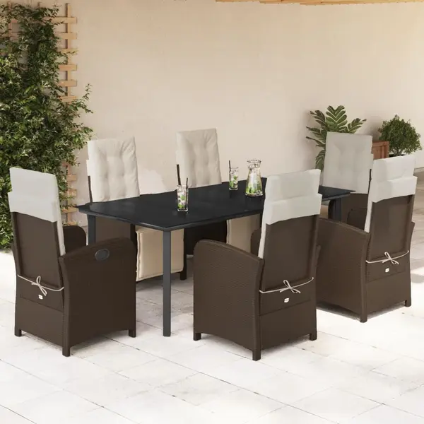 Gossi set mobilier de gradina cu perne, 7 piese, maro, poliratan