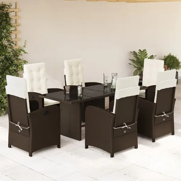 Gossi set mobilier de gradina cu perne, 7 piese, maro, poliratan