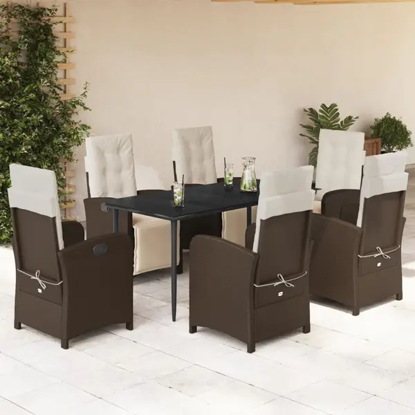 Gossi set mobilier de gradina cu perne, 7 piese, maro, poliratan