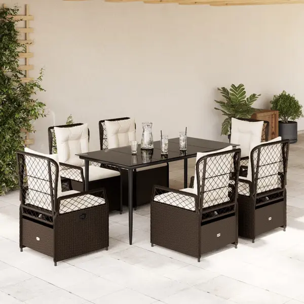 Gossi set mobilier de gradina cu perne, 7 piese, maro, poliratan