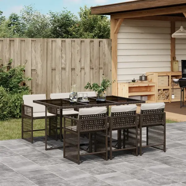 Gossi set mobilier de gradina cu perne, 7 piese, maro, poliratan