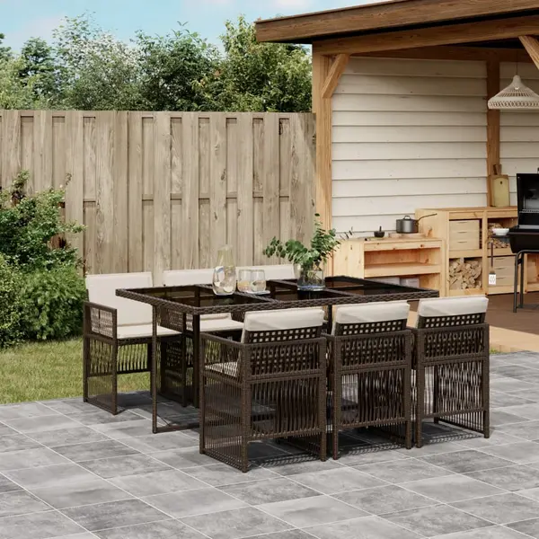 Gossi set mobilier de gradina cu perne, 7 piese, maro, poliratan