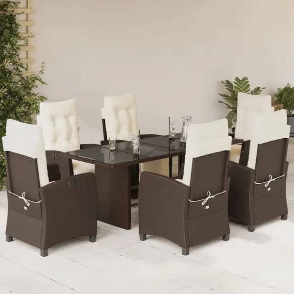 Gossi set mobilier de gradina cu perne, 7 piese, maro, poliratan