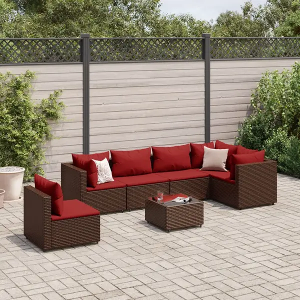 Gossi set mobilier de gradina cu perne, 7 piese, maro, poliratan