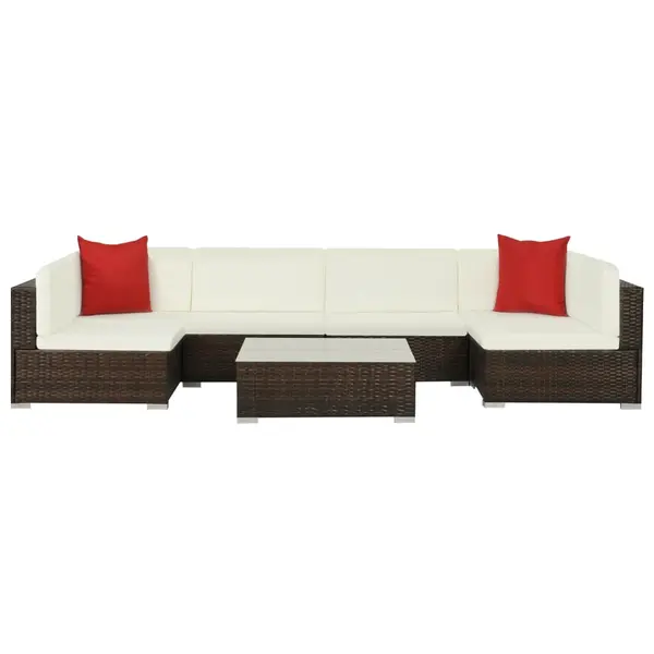 Gossi set mobilier de gradina cu perne, 7 piese, maro, poliratan