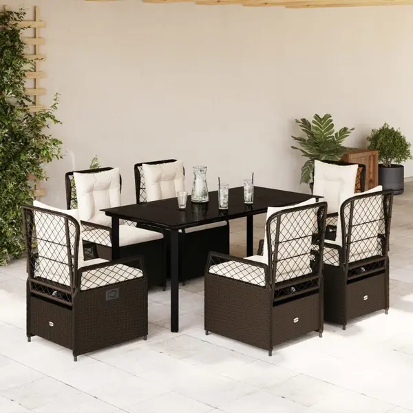 Gossi set mobilier de gradina cu perne, 7 piese, maro, poliratan